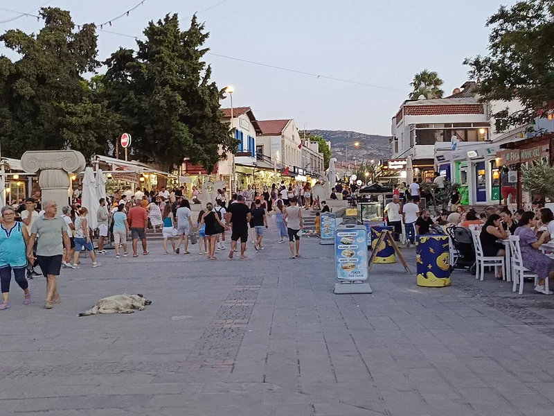 Foça Küçükdeniz sahil bandı ve sahil boyunca sıralanan mekanlar