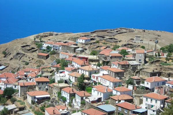 Sarpıncık köyünde yamaca kurulu evler