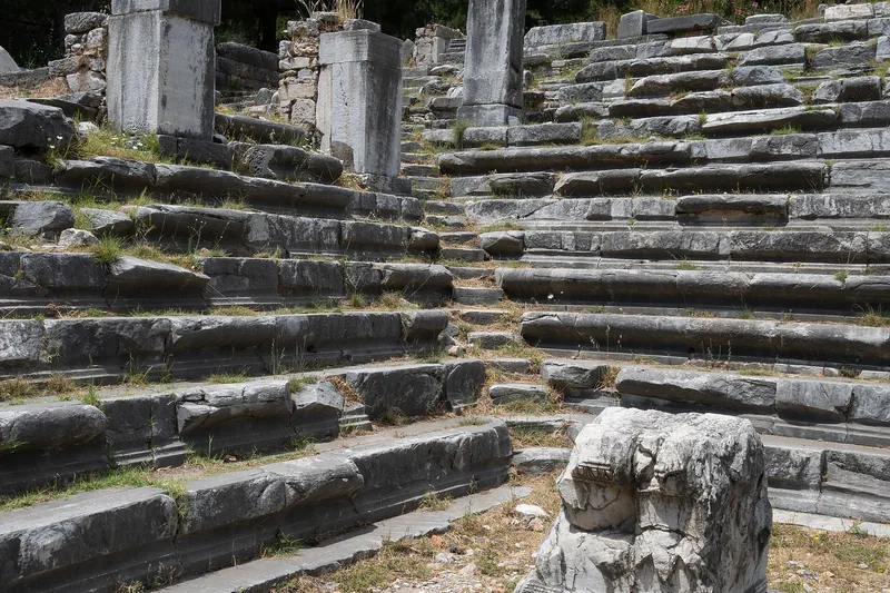 Priene'de Bouleuterion'un (kent meclisi binası) taş sıra oturma basamakları
